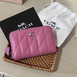 Coach Pink Quilted Leather Zip Wallet